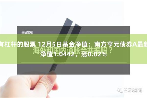 有杠杆的股票 12月5日基金净值：南方亨元债券A最新净值1.0442，涨0.02%