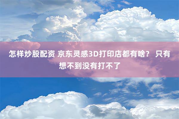 怎样炒股配资 京东灵感3D打印店都有啥？ 只有想不到没有打不了